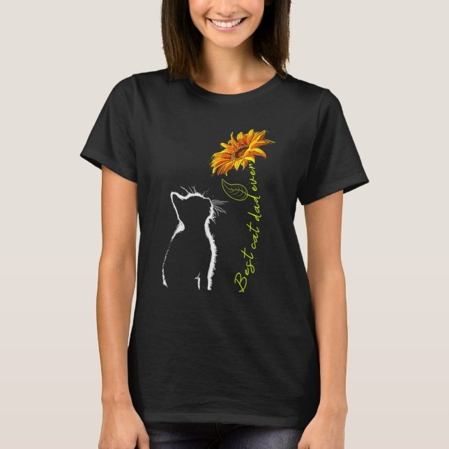 Sunflower Best Cat Dad Ever Cute Cat Father Day 7 T-Shirt (Front)