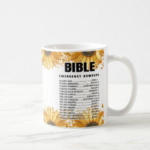 Sunflower Bible Emergency Numbers, Bible Verses Coffee Mug