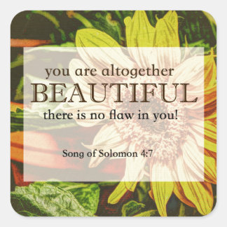 Sunflower & Bible Verse Design Square Sticker