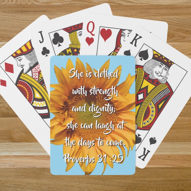 Sunflower Bible Verse Proverbs 31:25 Custom Playing Cards (Creator Uploaded)