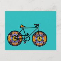 Sunflower bicycle postcard