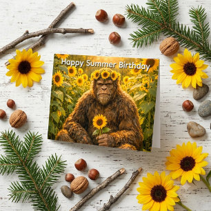 Sunflower Bigfoot Summer Birthday Cute Sasquatch Card