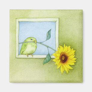 Sunflower Bird Magnet