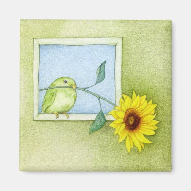 Sunflower Bird Magnet (Front)