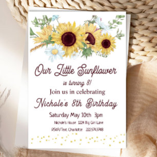 Sunflower Birthday Invitation, 8th Birthday Invitation