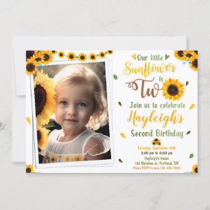 Sunflower birthday invitation Photo 2nd birthday