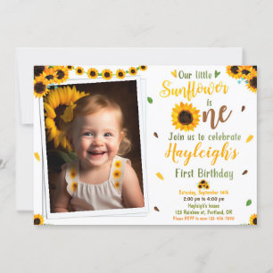 Sunflower birthday invitation Photo First birthday
