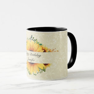 Sunflower Birthday NAME Gift Cute Coffee  Mug