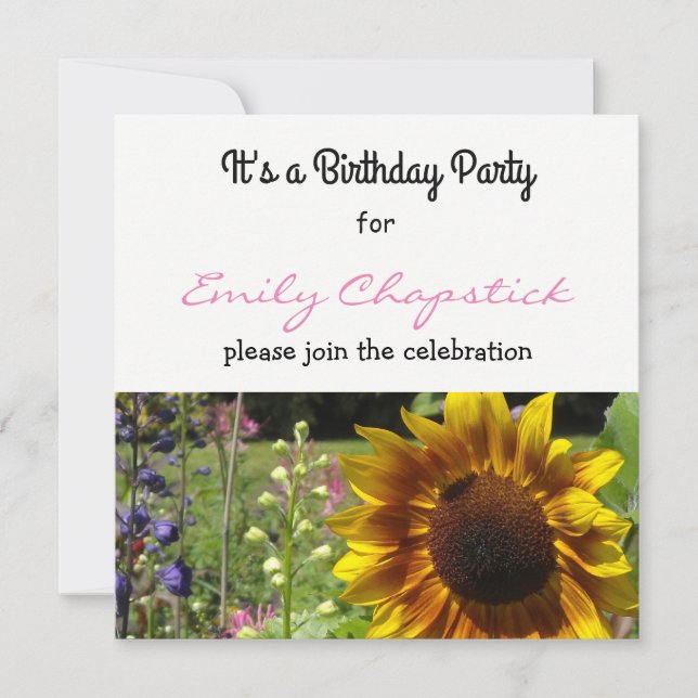 Sunflower Birthday Party Invitation (Front)