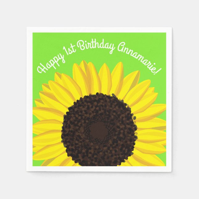 Sunflower Birthday Party Napkin (Front)