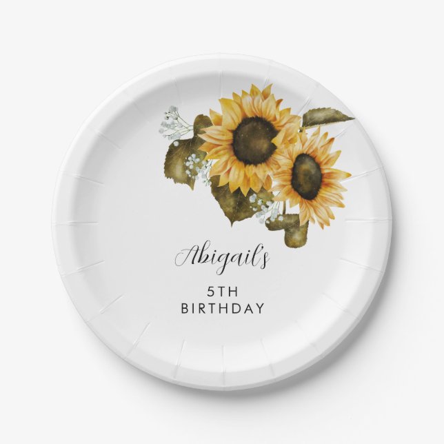 Sunflower Birthday Party  Paper Plate (Front)