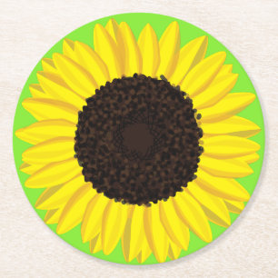 Sunflower Birthday Party Round Paper Coaster