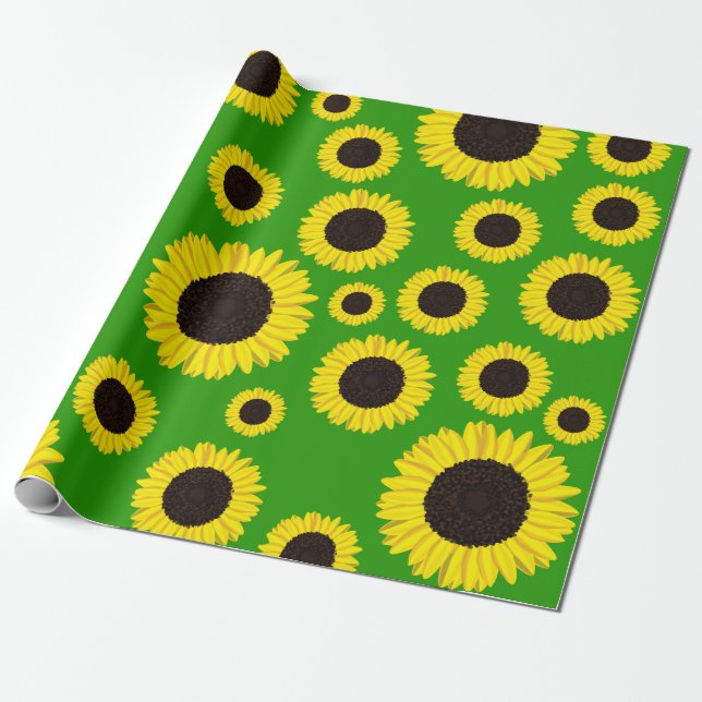 Sunflower Birthday Party Wrapping Paper (Unrolled)
