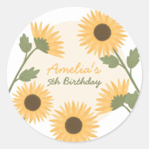 Sunflower Birthday Sticker Party Favours, Gift Tag