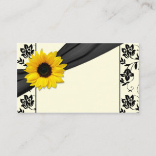 Sunflower Black Cream Floral Wedding Place Cards
