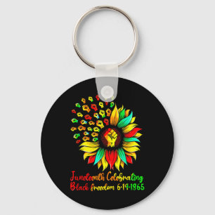 Sunflower Black Freedom June 19 1865 Juneteenth Af Key Ring