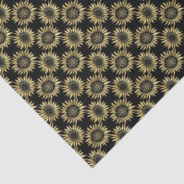 Sunflower Black & Gold Gothic Tissue Paper (Detail)