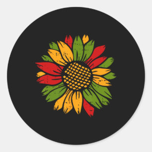 Sunflower Black History Month Colours Men Women Fl Classic Round Sticker