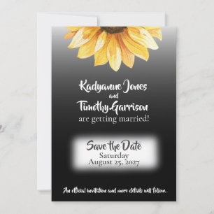 Sunflower & Black Save the Date Wedding Invitation