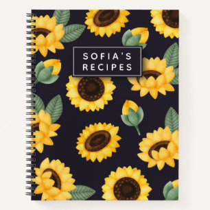 Sunflower Blank own Cookbook Recipe To Write In Notebook