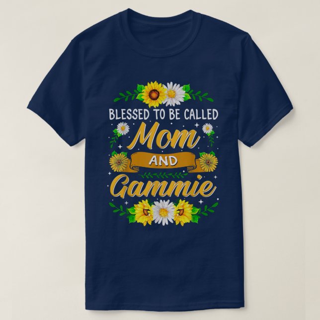 Sunflower Blessed To Be Called Mum And Gammie Moth T-Shirt (Design Front)