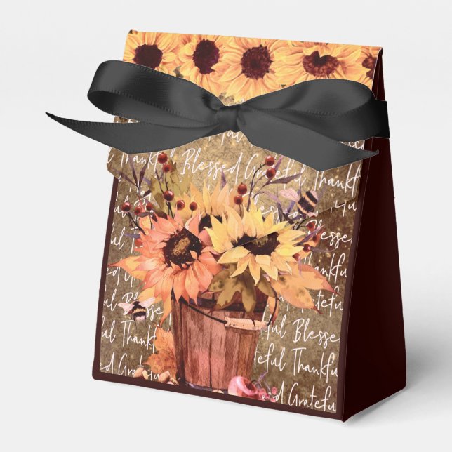 Sunflower Blessing Gratitude Thanksgiving Favour B Favour Box (Front Side)
