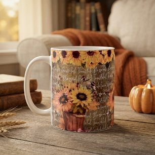 Sunflower Blessings Gratitude Thanksgiving Coffee Mug