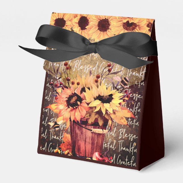 Sunflower Blessings Gratitude Thanksgiving Favour Box (Front Side)