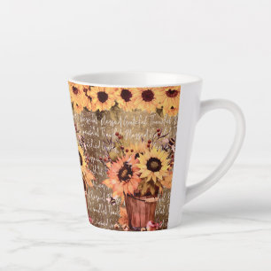 Sunflower Blessings Gratitude Thanksgiving Latte Mug
