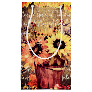 Sunflower Blessings Gratitude Thanksgiving  Small Gift Bag