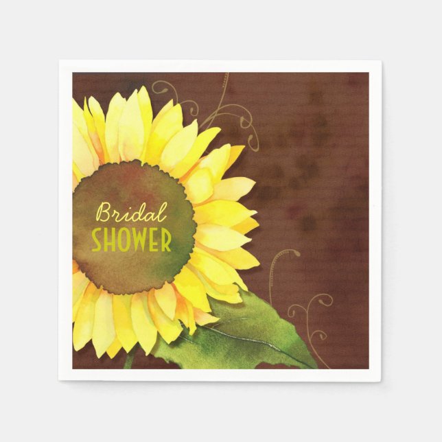Sunflower Bloom Bridal Shower Napkin (Front)