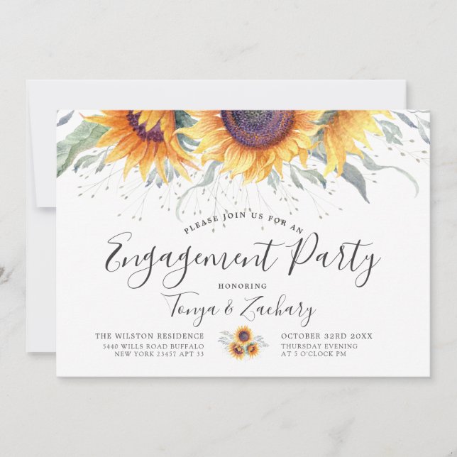 Sunflower Bloom | Engagement Party Invitation (Front)