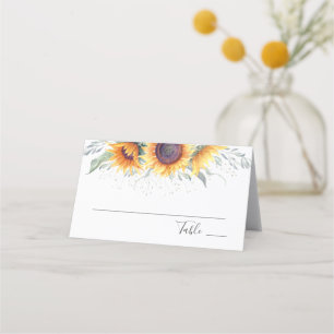 Sunflower Bloom Floral Wedding Place Card