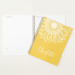 Sunflower Bloom Modern Customisable Name Planner