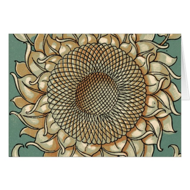 Sunflower Bloom on Blue-green Background (Front Horizontal)