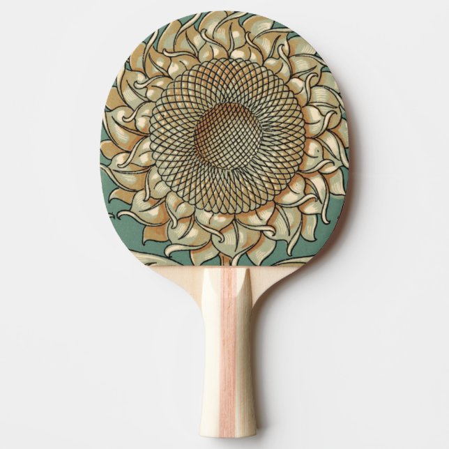 Sunflower Bloom on Blue-green Background Ping Pong Paddle (Front)