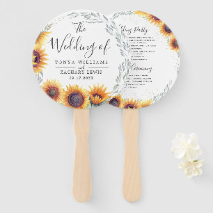 Sunflower Bloom   Wedding Program Hand Fan