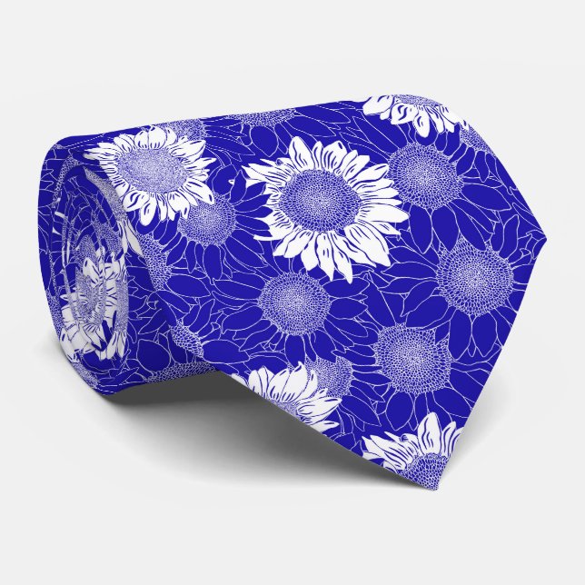 Sunflower Blue And White Tie (Rolled)