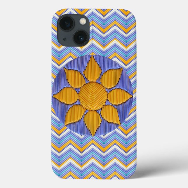 Sunflower Blue Chevron Case-Mate iPhone Case (Back)