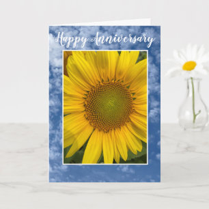 SUNFLOWER BLUE CLOUD SKY ANNIVERSARY GREETING CARD