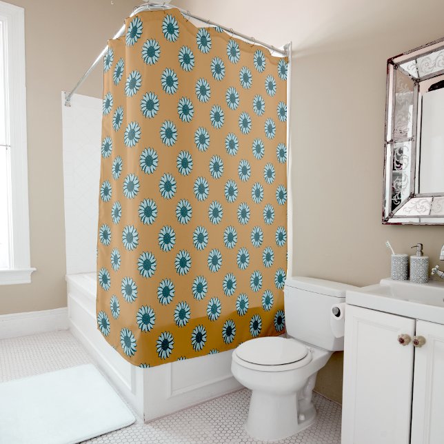 Sunflower Blue Flowers Shower Curtain (Sunflower Blue Flowers Shower Curtain from Studio Posies. )