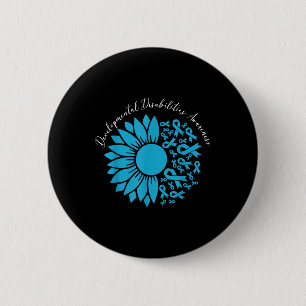 Sunflower Blue Ribbon Developmental Disabilities A 6 Cm Round Badge