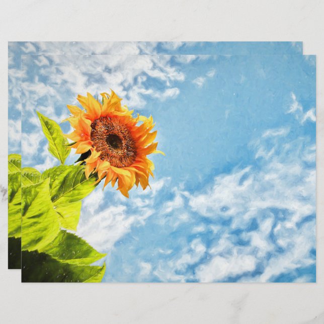 Sunflower Blue Sky And Clouds Decoupage Fine Art (Front/Back)