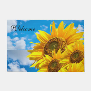Sunflower Blue Sky  Door Mat