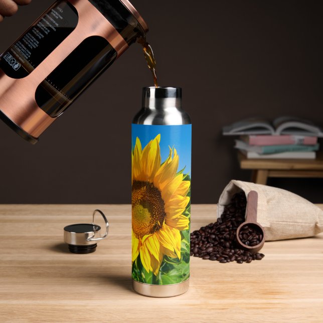 Sunflower Blue Sky Perfect Summer Day Water Bottle (Coffee)