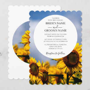 Sunflower Blue Sky Rustic Wedding Invitations