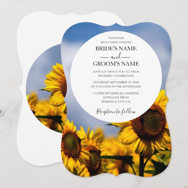 Sunflower Blue Sky Rustic Wedding Invitations (Front/Back)