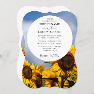 Sunflower Blue Sky Rustic Wedding Invitations