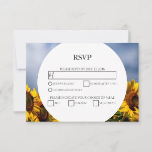 Sunflower Blue Sky Rustic Wedding RSVP Cards