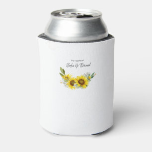 Sunflower blue wildflower wedding can cooler